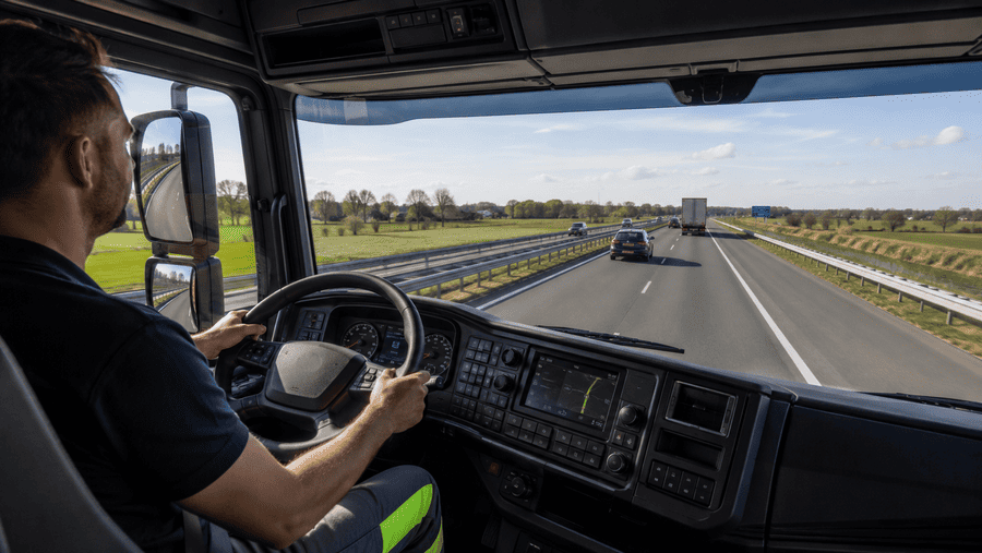 vrachtwagenchauffeur op de weg